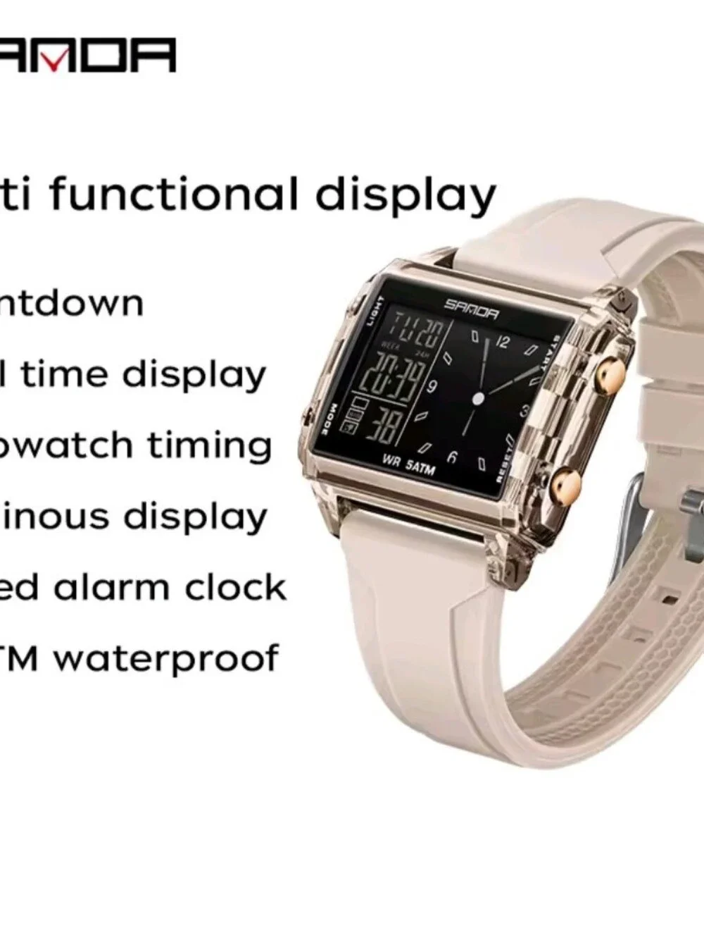 Men's Square Dual Electron Analog Watch